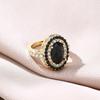 Fashionable Black Oval Inlaid Zircon Women's Ring, Suitable for Brides' Engagement Jewelry, Banquet Party Accessories and Gifts