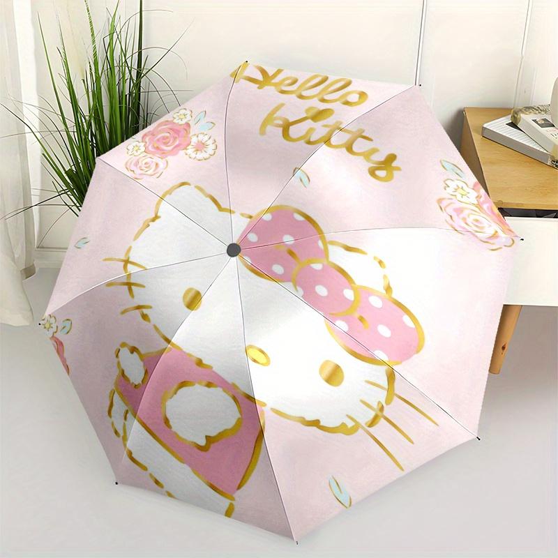 

Sweet and Cute Hello Kitty Automatic Opening and Closing Cartoon Umbrella, Lightweight 3-Fold, With Cute Cartoon Characters, Suitable for Home, Outdoo