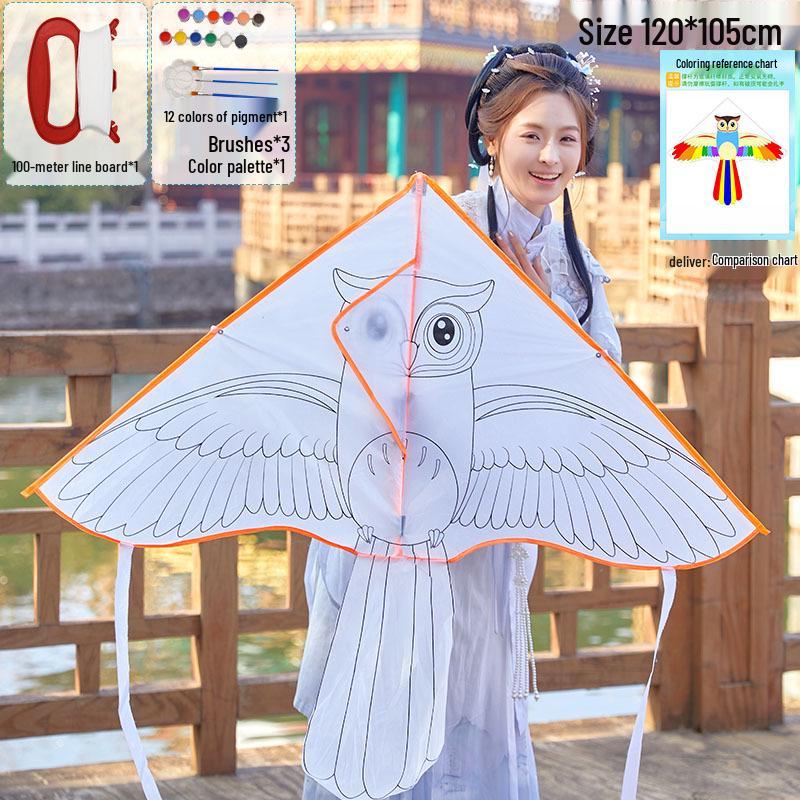 Handmade Children's DIY 1.2m Coloring Kite - Easy To Fly In Light Breeze