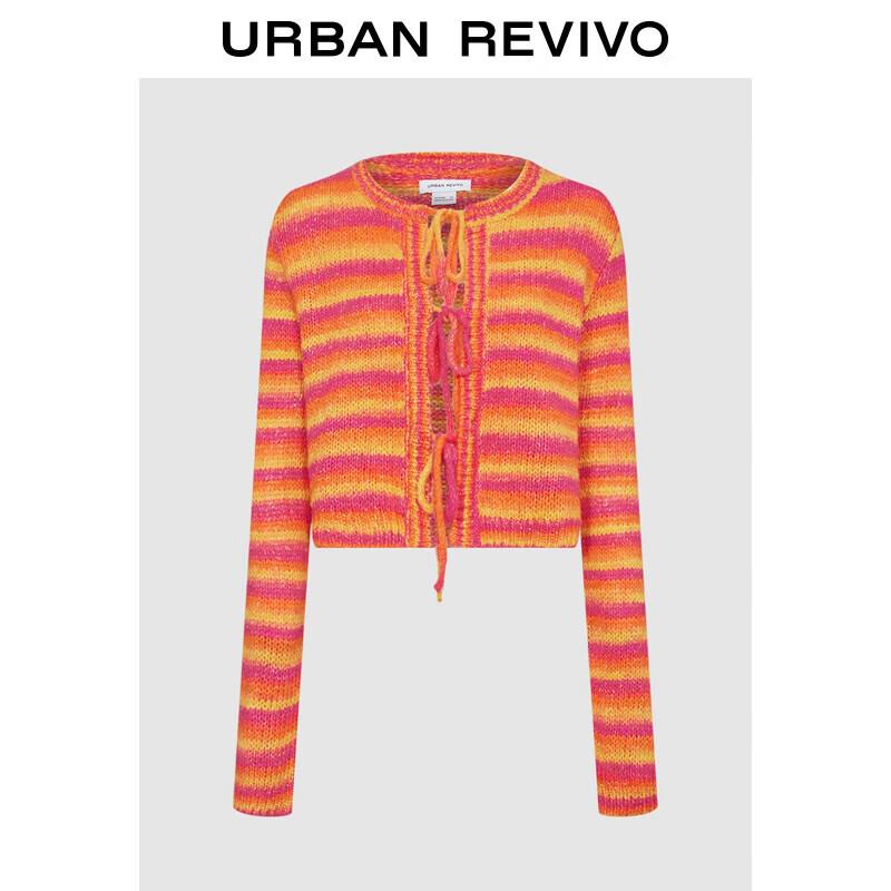 UR Women s Multicolor Striped Tie-Front Short Knit Cardigan XS