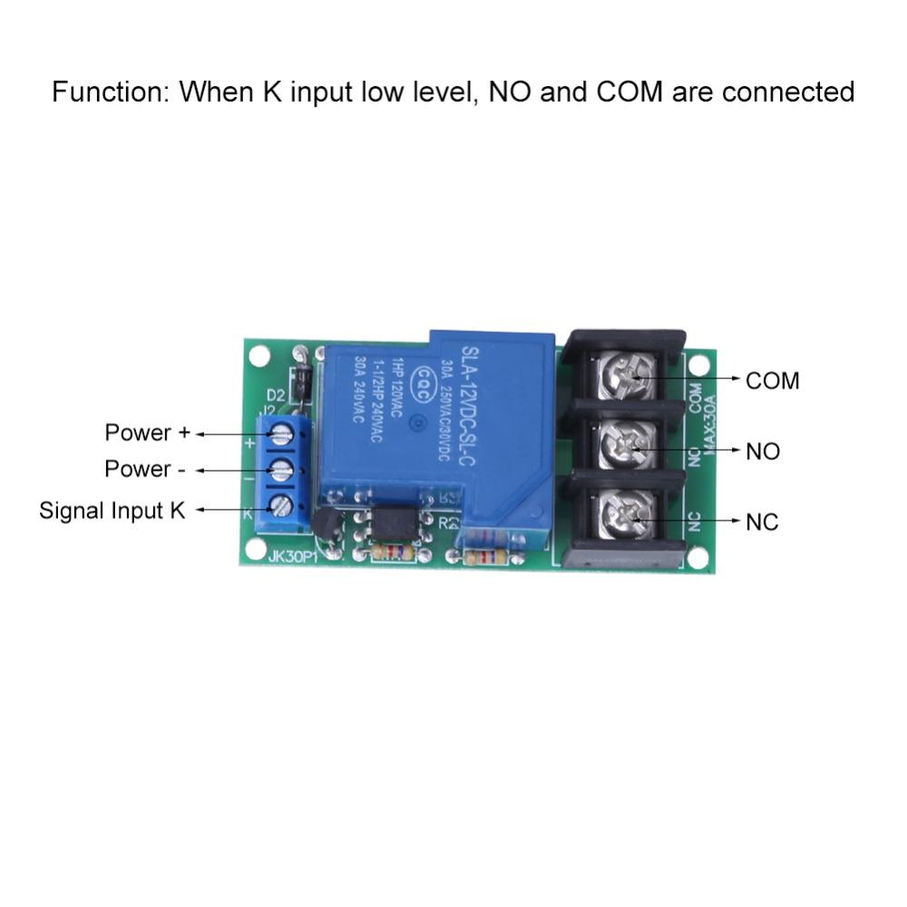 2Pcs JK30P1-12V 1 Channel Relay Module 30A 12V 1-Way Relay Expansion Board Low Level Trigger with Optocoupler Isolation