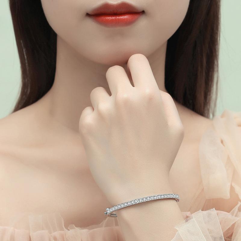 Classic Fashion Internet Celebrity S925 Silver Full Diamond Bracelet for Women Row of Diamond Silver Bracelet