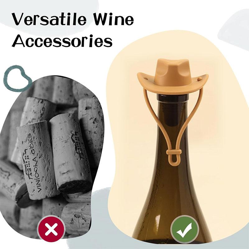 2 Pack Cowboy Hat Wine Stoppers Reusable Silicone Champagne Whiskey Stopper Leakproof Sealer Wine Tips Lids Christmas Gift
