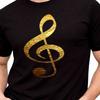Gold Treble Clef Music Note Graphic Tee Musician Music Lover Gift Band Shirt.