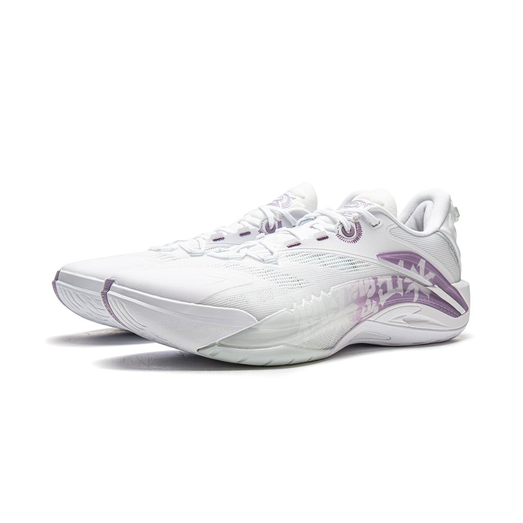 Li Ning Abrasion Resistant Rebound Grip Low top Basketball Shoes Men's White Purple ABFV005-12