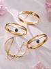 Modern Chinese Style Stone Pendant Gold-Plated Stainless Steel Geometric Bracelet