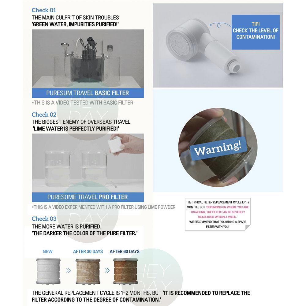 [Bodyluv] Puresome Travel Mini Shower + 2 Filter 3 Filter Portable Shower Head Rust Removal Made In Korea