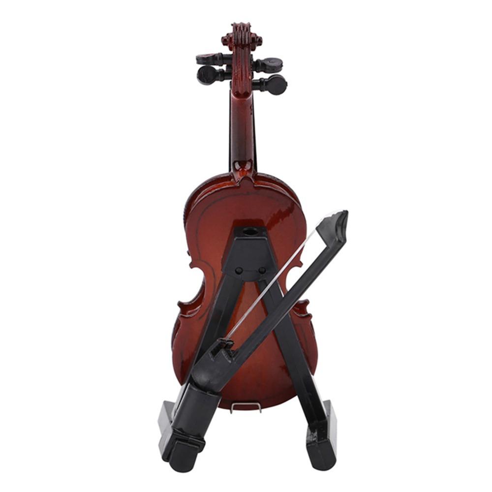 Wooden Mini Musical Instrument With Bow Collectible Figurines Mini Violin Replica Room Decor