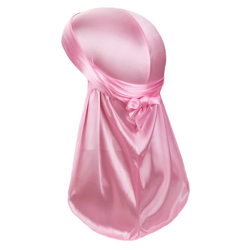 Men's Simulation Silk Solid Color Silk Satin Long Tail Braid Street Personality Comfortable Pirate Hat Elastic Headscarf