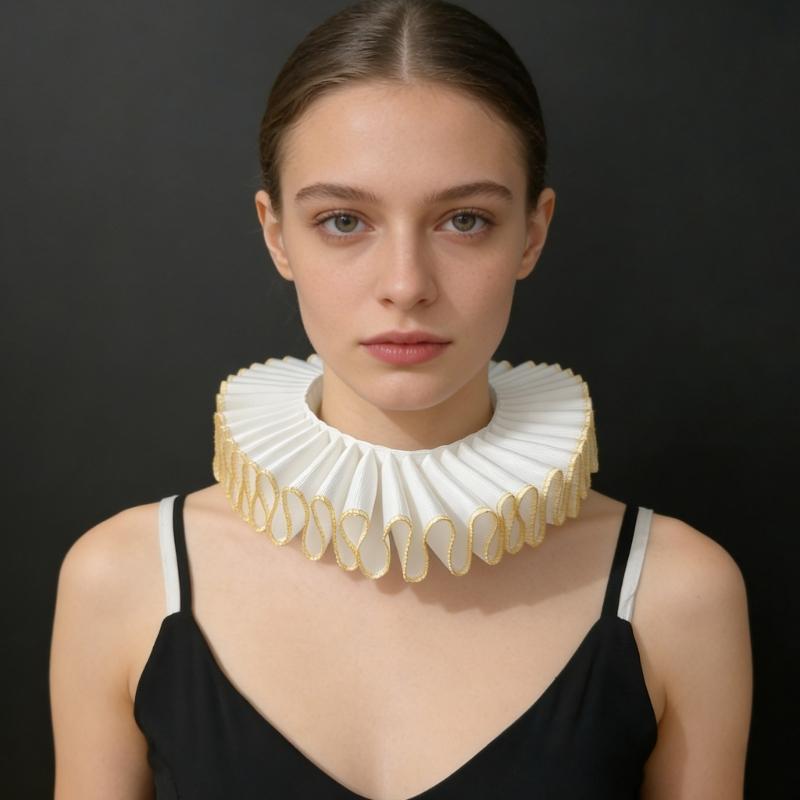 Comfortable Ribbon Faux Collar Colonial Clown Choker Neck Collar Ideal for School Uniforms Performances and Parties
