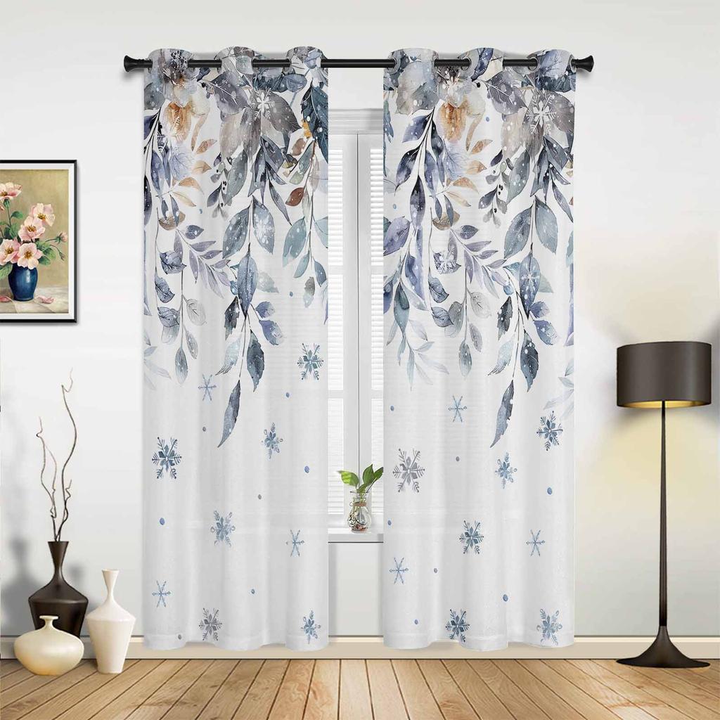 Flower Abstract Blue Lotus Curtains for Bedroom Living Room Drapes Kitchen Children's Room Window Curtain Modern Home Decor