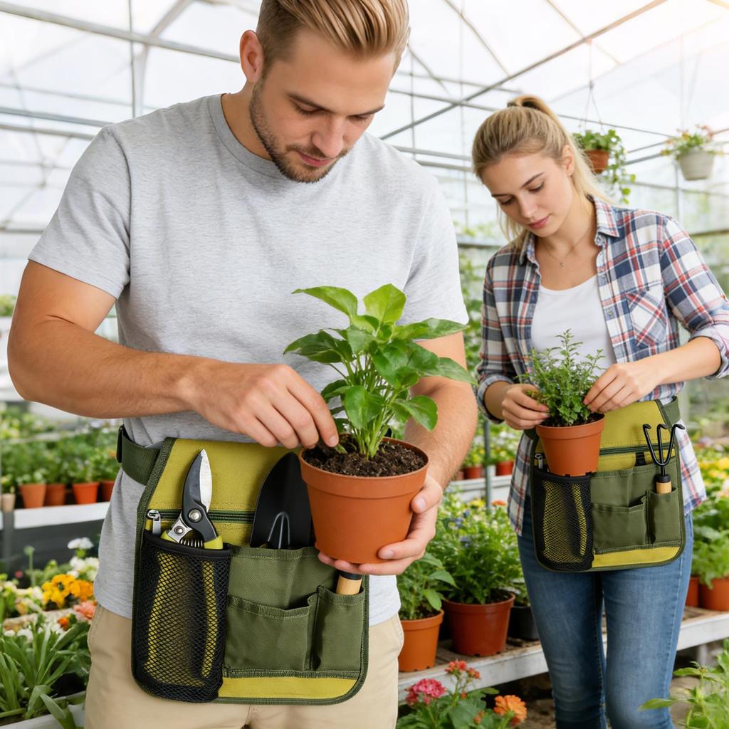 Garden Tool Belt Adjustable Unisex Multiple Pockets Multifunctional Pouch Tool Belts for Planting Harvesting Pruning Floral