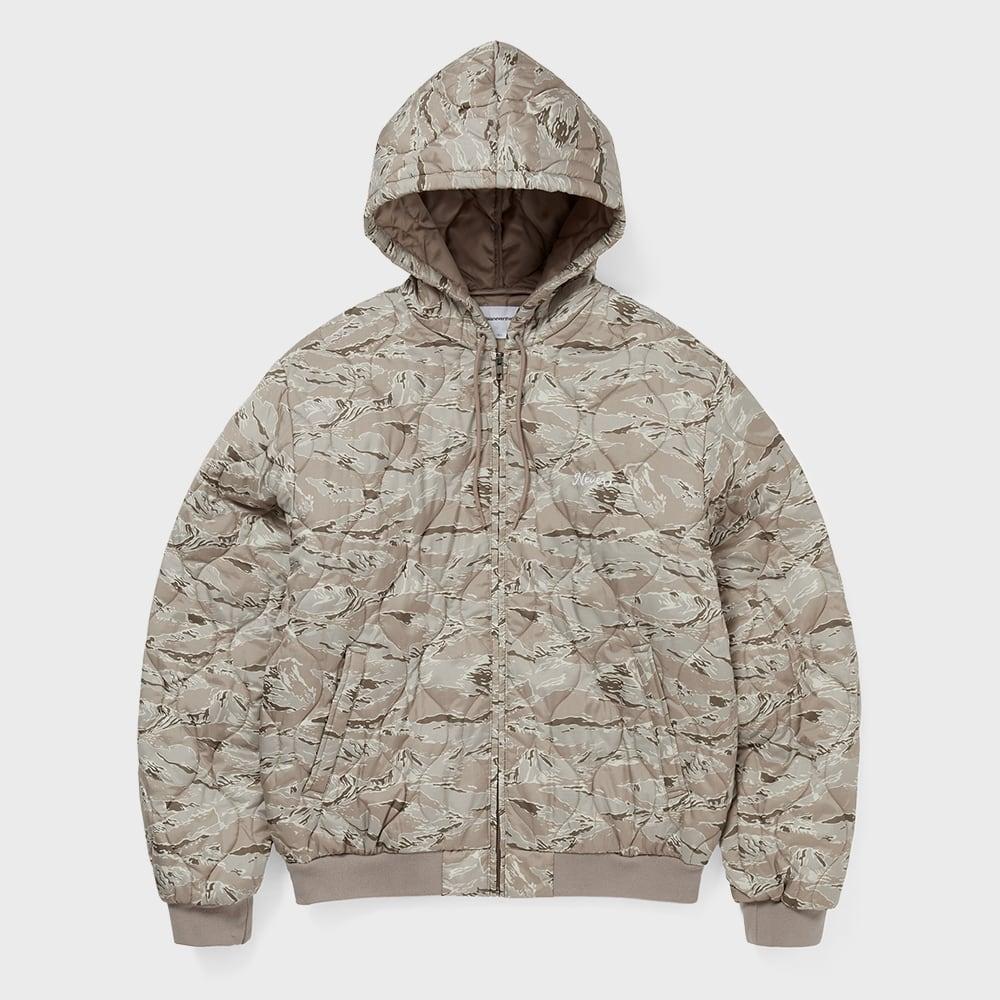 Эта стеганая куртка с капюшоном Бежевая S