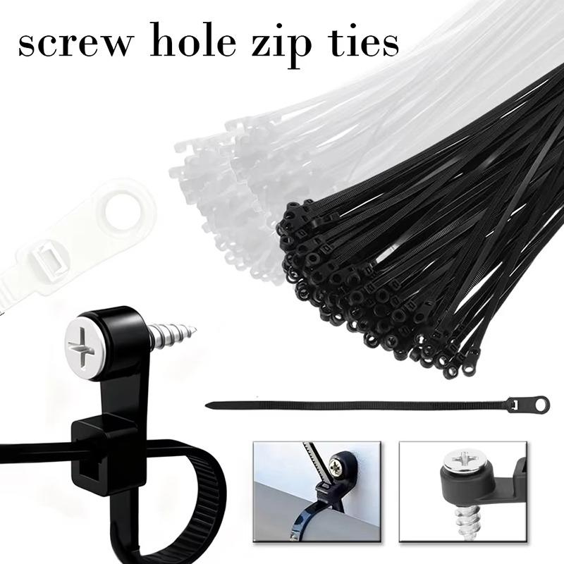 Kreative Nylon-Kabelbinder mit Schraublochbefestigung Selbstsichernde Schlaufenwickel Bündelbänder Riemen DIY Büro Kabel Draht Befestigung Organizer