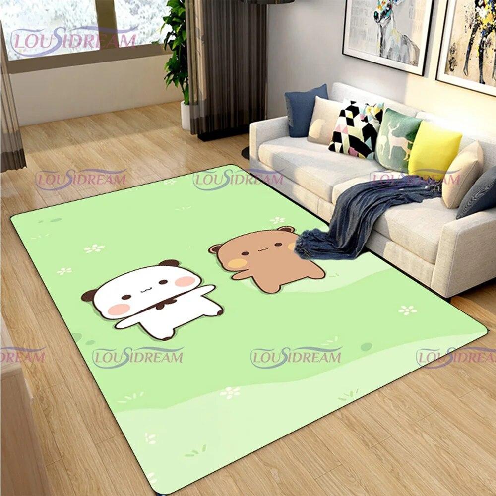 3D Print Cartoon Bubu and Dudu Carpet Cute Lover Bear Area Rug for Living Room Bedroom Decorate Door Mat Kids Room Rug Gift