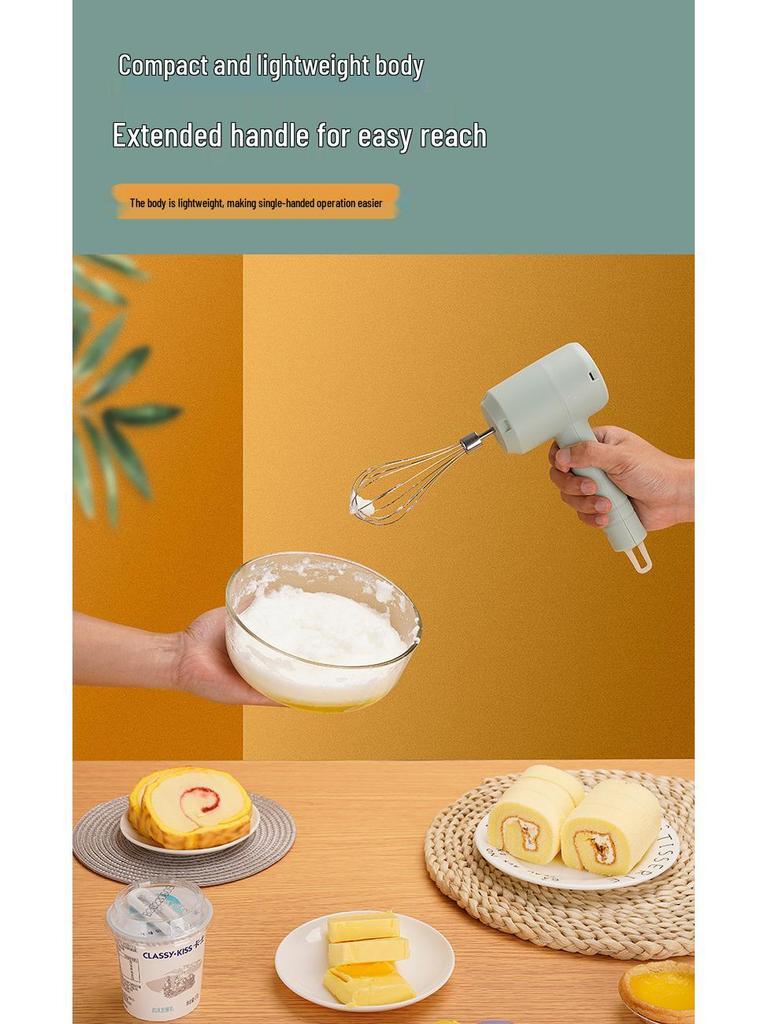 Wireless Rechargeable Handheld Egg Beater for Baking: Cream, Cake, & Egg White Frother Mixer