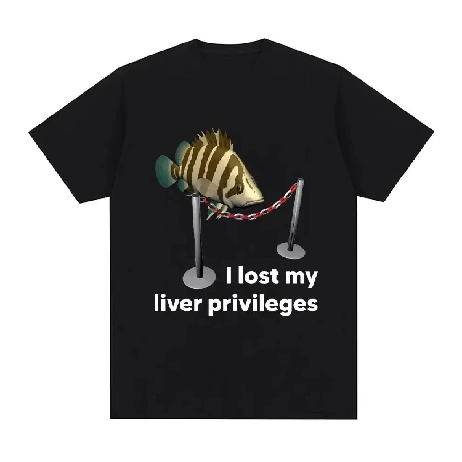 

Funny Summer Kid Clothes I Lose My Liver Privileges Cursed Fish Meme Print T Shirts Vintage O-Neck Fashion Kid Oversized t-shirt S чёрный