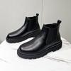 Korean Style Men's Casual Chelsea Boots Tide Genuine Leather Shoes Warm Autumn Winter Boot Cowboy Platform Ankle Botas Zapatos