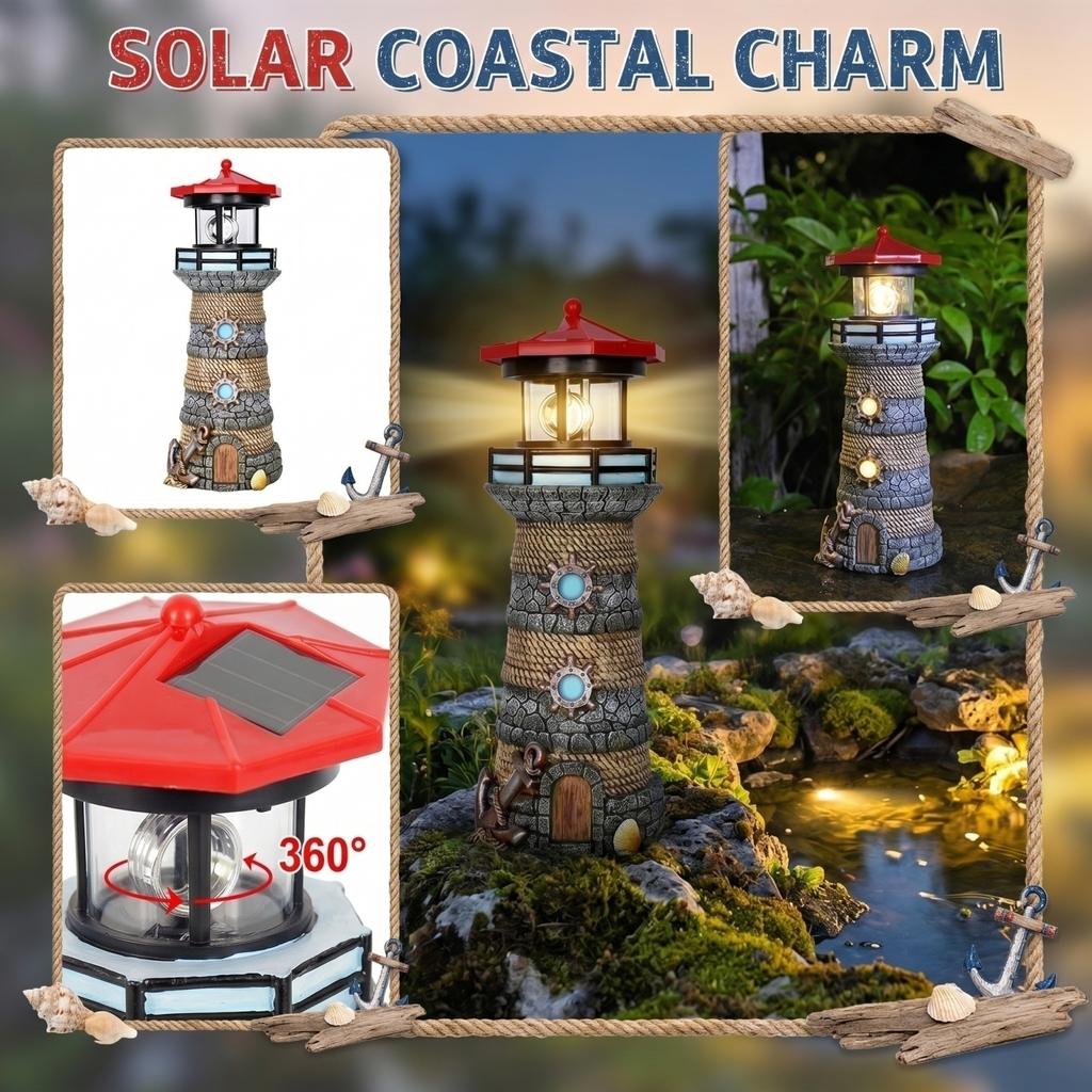 Solar Powered Outdoor Lighthouse Garden Light Waterproof Decorative Landscape Lamp for Patio Yard Pathway Lawn Lighting