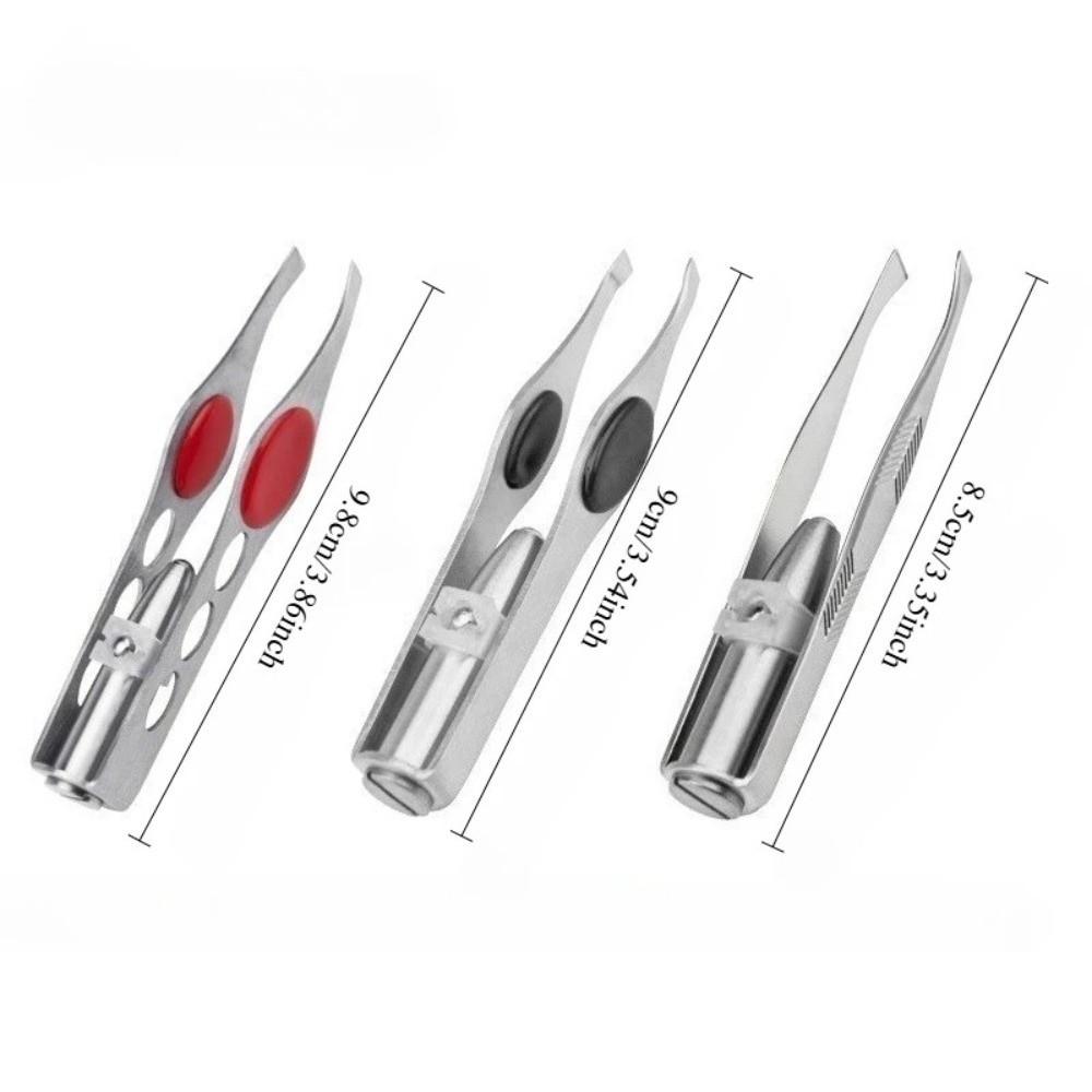 Stainless Steel LED Eyebrow Tweezers Angle Mouth with Light Eyebrow Trimming Clip Removal Slanted Eyebrow Tweezer Makeup Tool