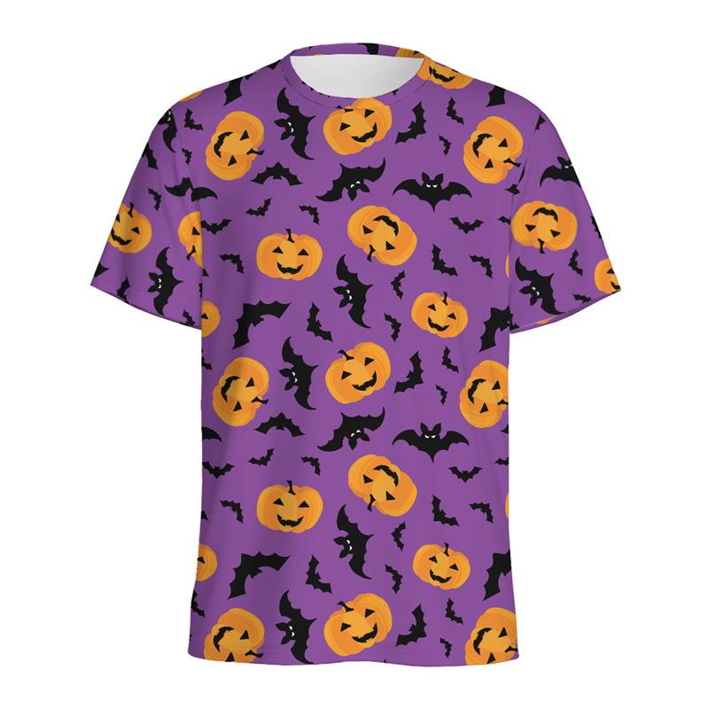 Halloween Pumpkin Pattern T Shirt For Men Tops Round Neck Tee Shirts Street 3D Printing Party T-Shirt Women Kids Short Sleeves