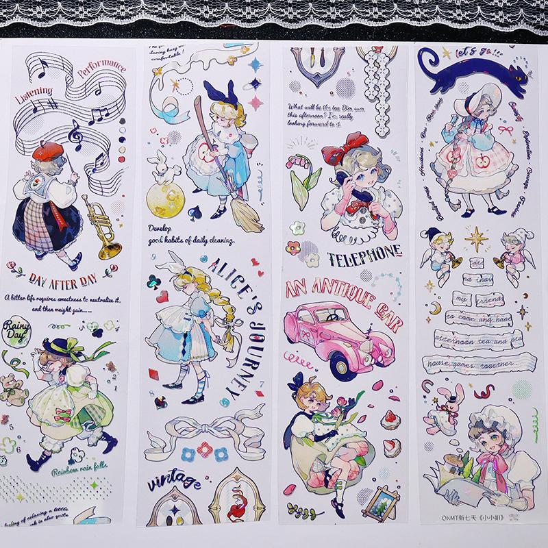 5 designs girls journal PET Tape Sticker Little Miss Dream Weaving 5 Meters Full Roll 5M