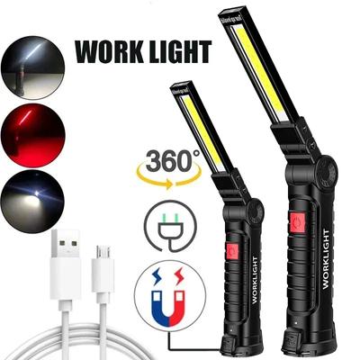 Portable COB LED Flashlight USB Rechargeable Built In Battery LED Light With Magnet Car Inspection and Maintenance Lights