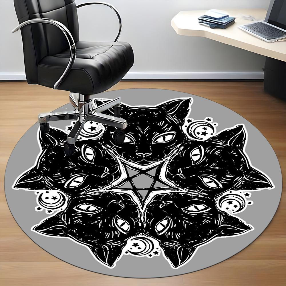1pc Witchcraft Cats Office Round Area Rug, Indoor Mat Suitable ForOffice, Under Office Chairs Bedroom Living Room Home Decor, Room Deco u76