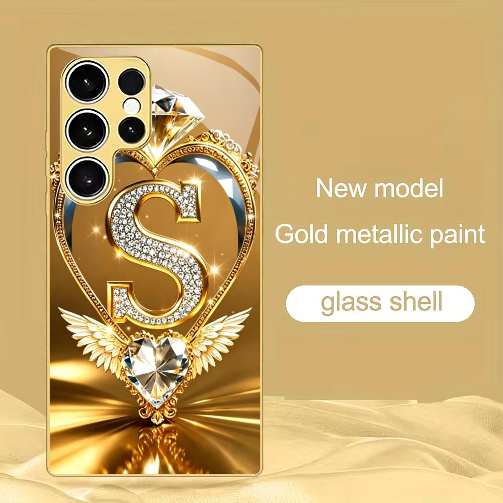 Love letter S electroplated glass phone case suitable for Samsung Galaxy S26 S25 S24 S22 S21 S20 FE/Ultra/Plus5G anti drop