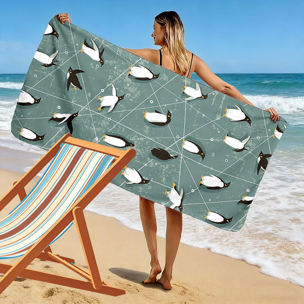 Gracieus pinguïn sterrenbeeld dans Print strandlaken, sneldrogend, geschikt voor reizen, buitensporten, joggen, het strand en zwemmen, cadeau