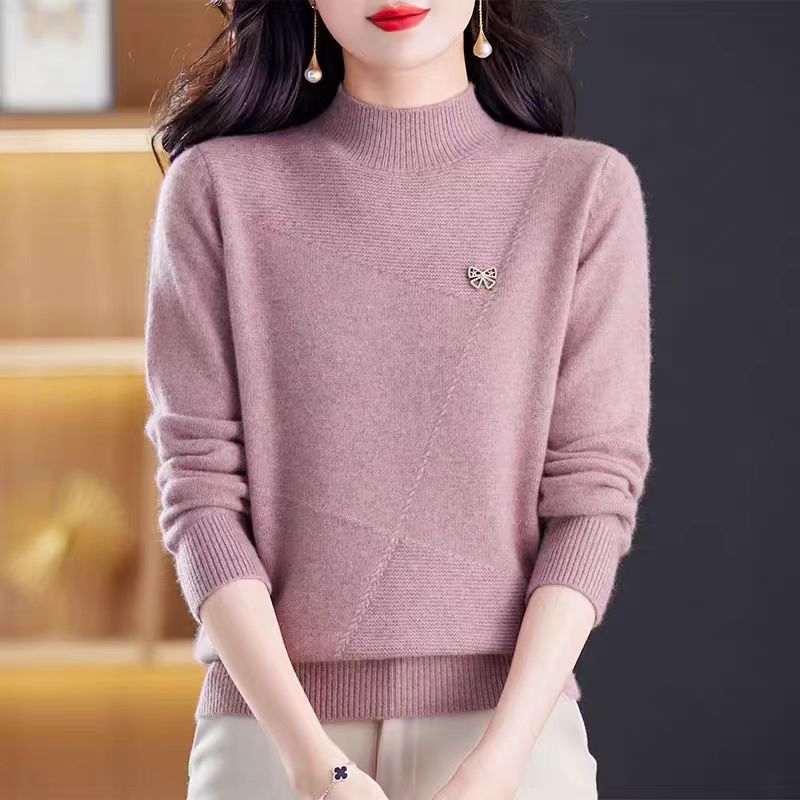 Sweater Women Casual Half Turtleneck Pullover for Women Paired with Loose Knitted Sweater for Warmth In Spring Autumn and Winter