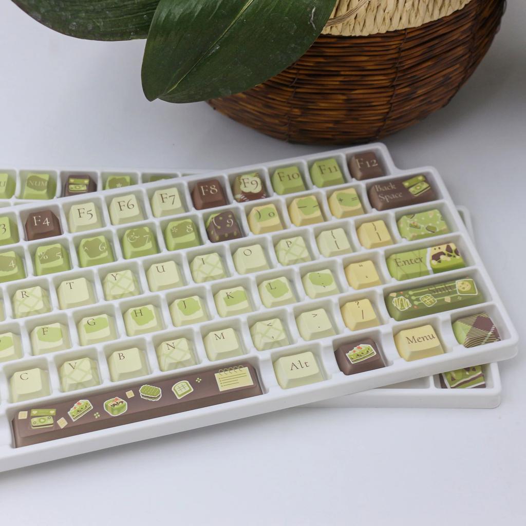 Matcha Flavor Sticker Theme Keycap Xda Cherry Pbt Five-Sided Thermal Sublimation 136Keys Keycap Set