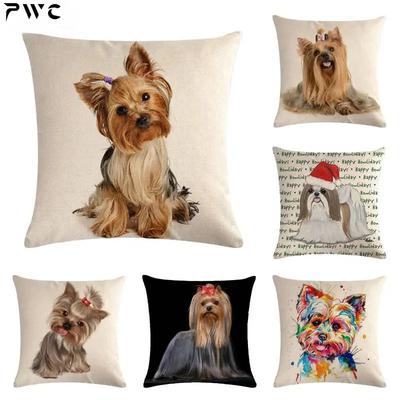 45cm*45cm pies SHIH-TZU lniana poszewka na poduszkę poduszka na sofę poszewka na poduszkę na siedzenie samochodowe dekoracyjna poszewka