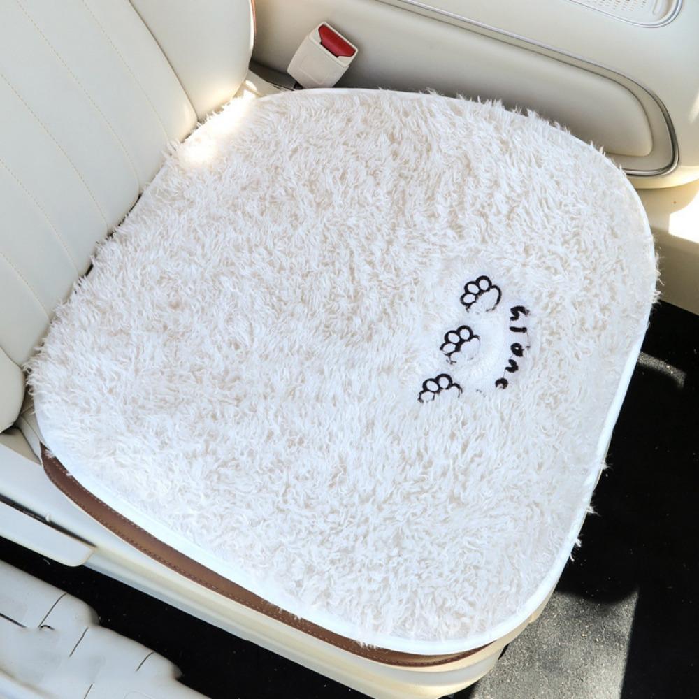 

Warm Seat Protector Pad Breathable Car Backrest Universal Plush Car Seat Cushion Home Front Cushion-White