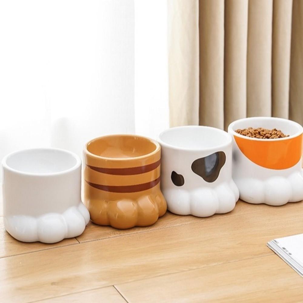 Slanted Mouth Ceramic Cat Bowl Large Capacity High Foot Bowl Drinking Bowl Water Bowl  Pet Feeding