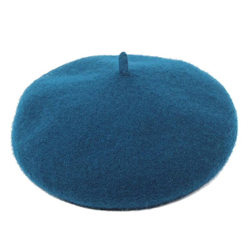 

European, American Autumn And Winter Women S Beret Breathable Wool Painter Hat Pumpkin Hat Warm Bud Hat adjustable озеро синього кольору