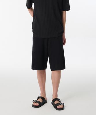 Ribbed Knit Lounge Shorts [Black]
