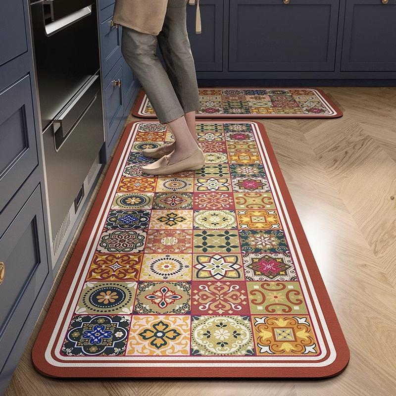 Kitchen Mat Absorbent Printed Kitchen Rugs Non-slip Area Mat Hallway Long Carpets for Living Room Bedroom Entrance Doormat Bath