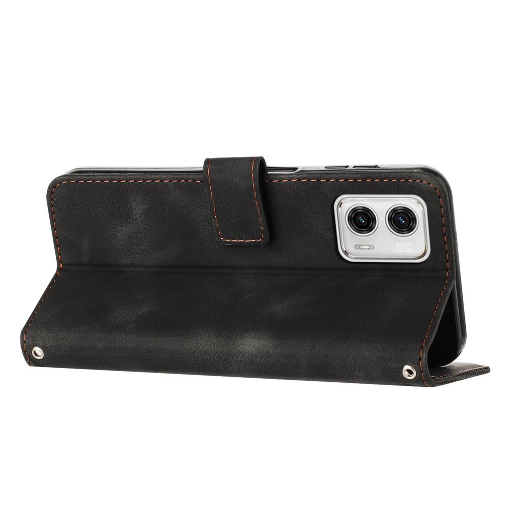 For Motorola Moto G53 5G/G13 4G/G23 4G Leather Wallet Cover Imprinted Foldable Stand Phone Case with Strap