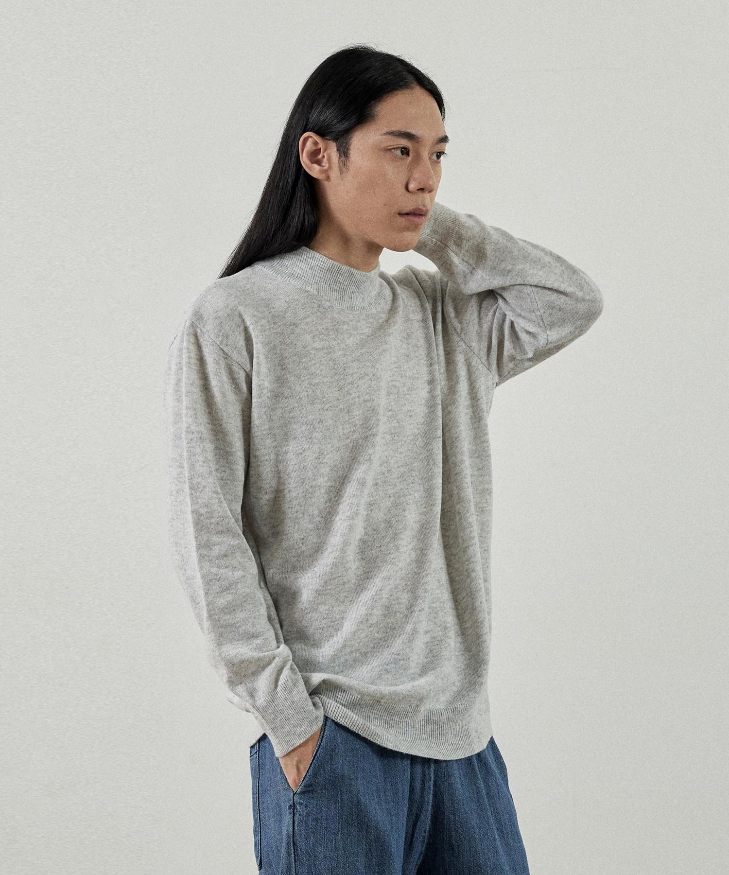 Analog Mood-Like Semi-Half Turtleneck Knit (Light Gray) L