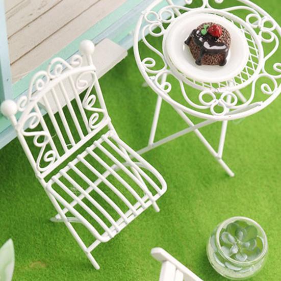 Dollhouse Patio Set Corrosion Resistant Moisture-proof Micro Decor Mini Garden Furniture Set for Kids