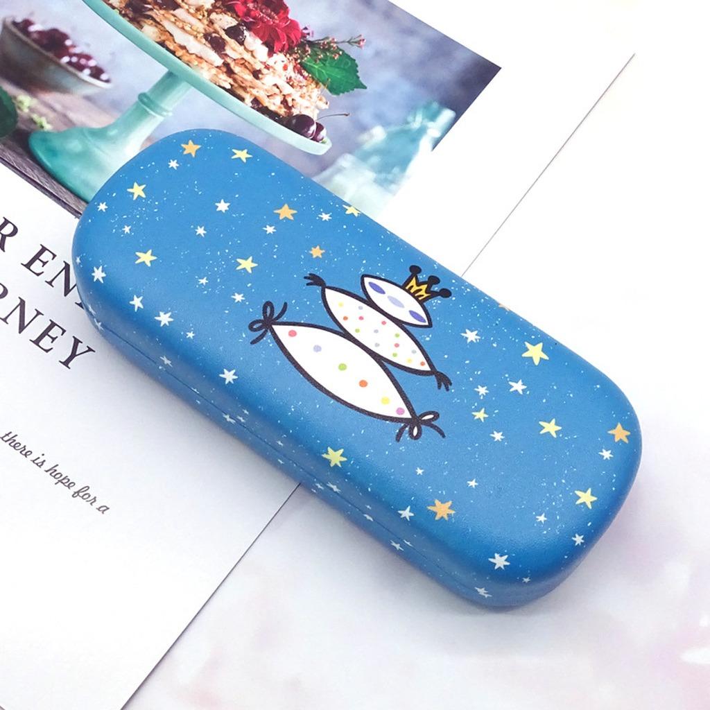 Velvet Lined Glasses Case Compact Cartoon Star Eyeglasses Case Eyewear Storage Box Stylish Iron Frame Glasses Case For School