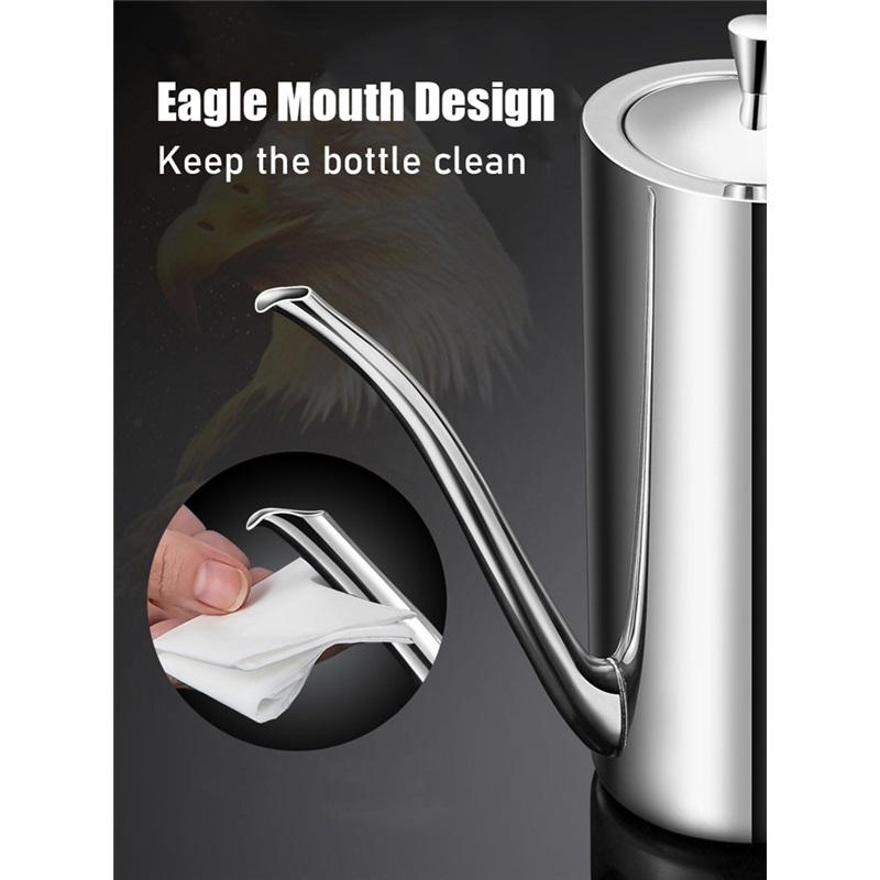 SUS304 Stainless Steel Oil Dispenser  Bottle Leakproof Cruet with Spout Easy Precision Pouring of Olive Oil Vinegar and Grease