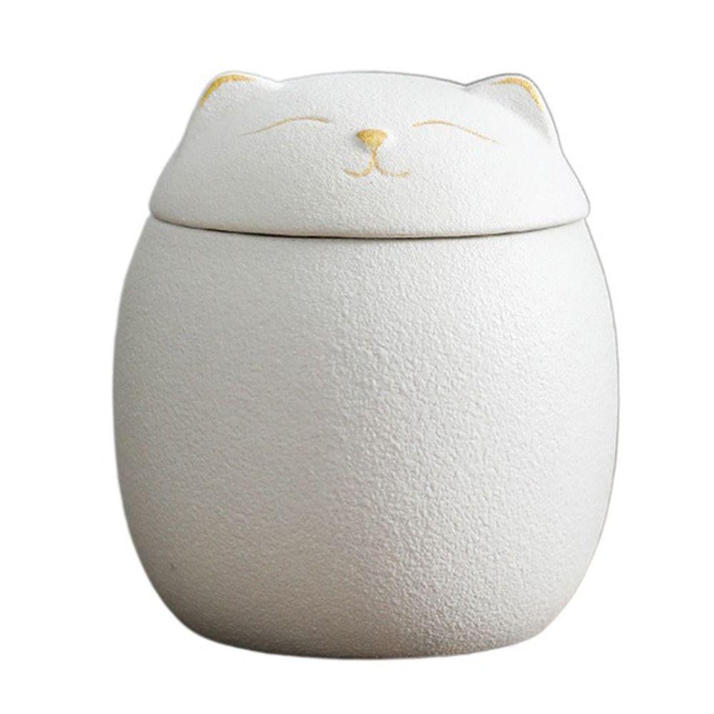 

Мемориальная урна в форме кошки, креативная керамическая банка для хранения чая для любимого питомца, товары для животных white-cat