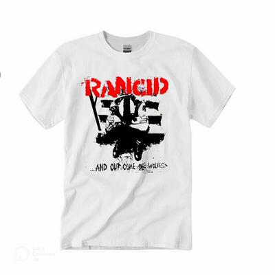 Maglietta RANCID Punk Rock Tee da Uomo 100% Cotone Bianca Unisex, Girocollo