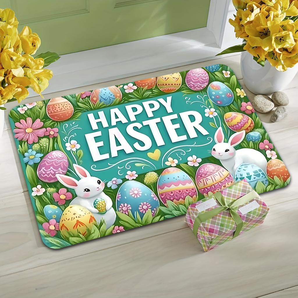 Easter Bunny Eggs Flower Entrance Doormat Home Decor Spring Anti-slip Corridor Balcony Rugs Bedroom Floormat Easter Decorations