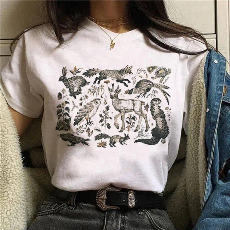 T-shirts Sweet Women Fashion Salem Print Aesthetic Clothes Graphic Unisex Tshirt Top Cartoon Lady Casual FeUnisex Tee Clothing Women