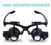 Headband Led Light Glasses Magnifier 10x 15x 20x 25x Dual Eye Loupe Lens For Watchmaker Jewelry Optical Lens Glass Magnifier