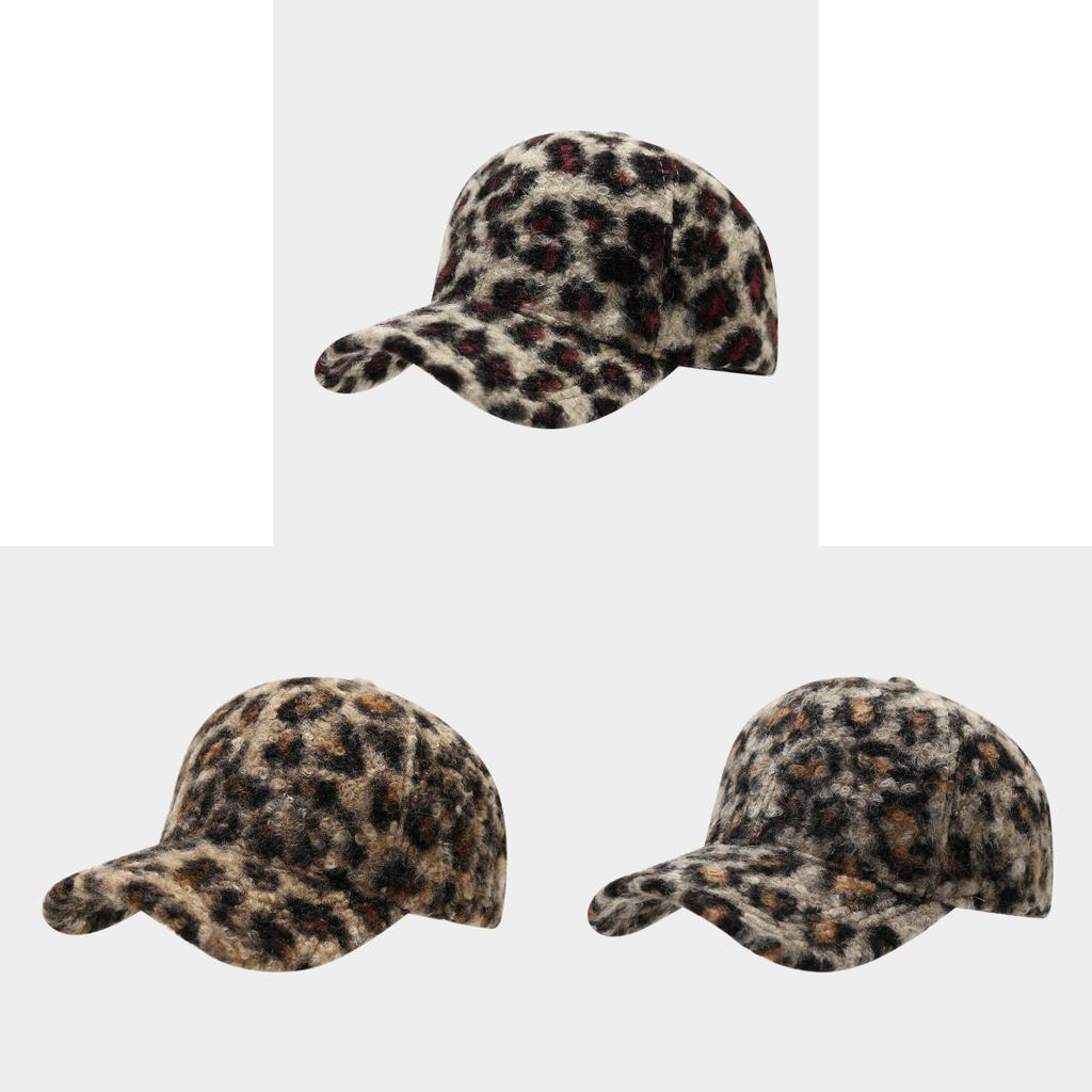 Modern Leopard Print Baseball Cap With Warm Polyester For Fall Winter Outdoor Casual Wear
