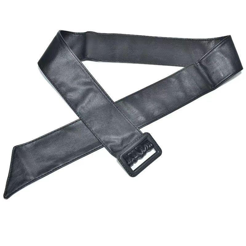 

Retro Leather Soft Belt For Women Featuring Smooth Buckle Perfect For Dresses Coats And Everyday Outfits In Black Red And White чёрный